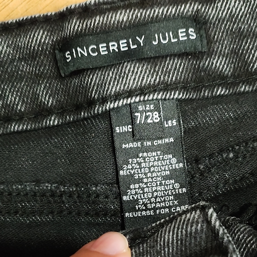 Sincerely Jules Washed Black Denim Midi Skirt with Cargo Pockets - Picture 2 of 6